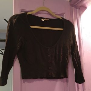 Brown Crop Top Cardigan